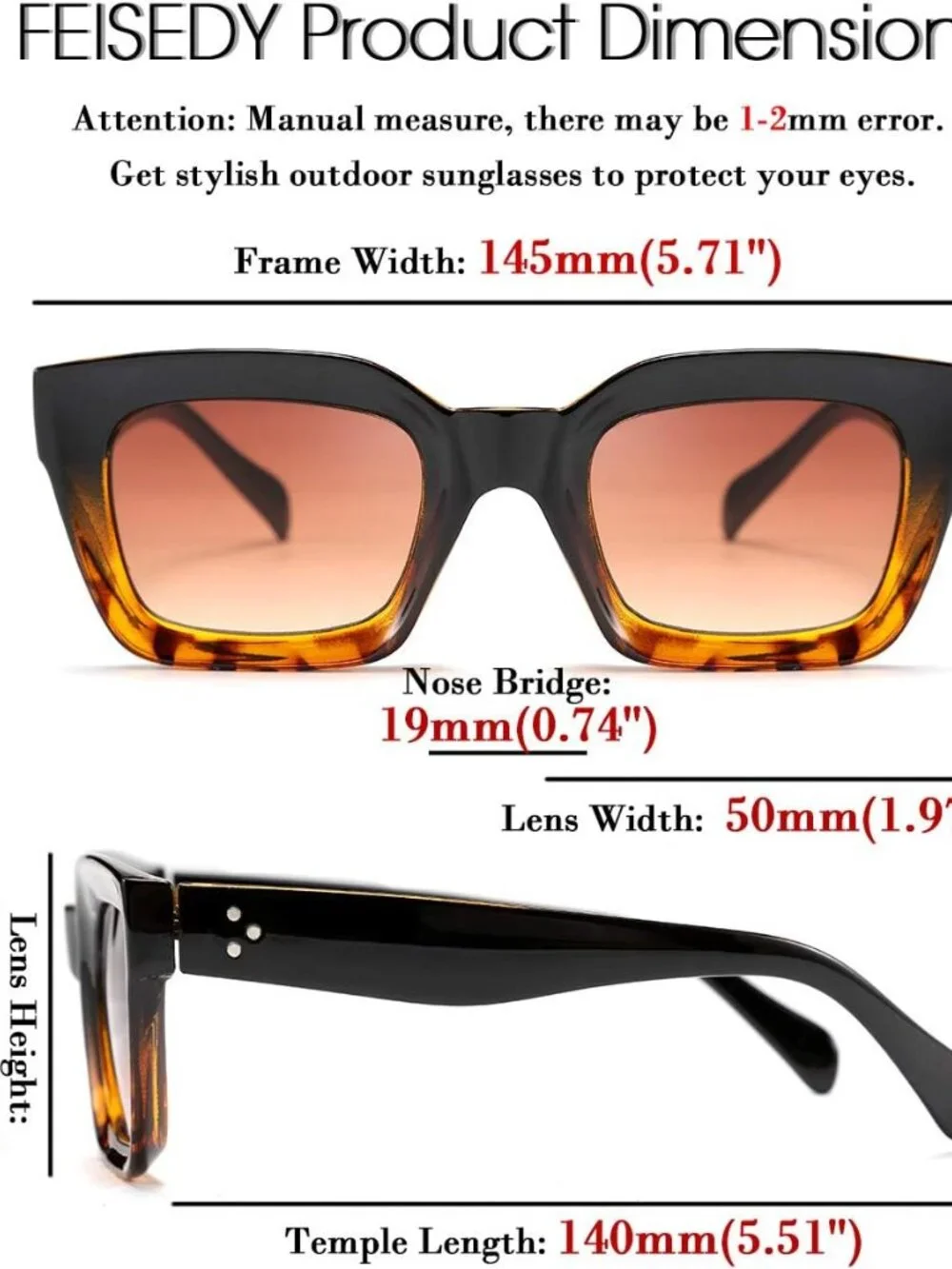 Classic Square Women’s Sunglasses with UV400 Protection - Stylish Black-Leopard